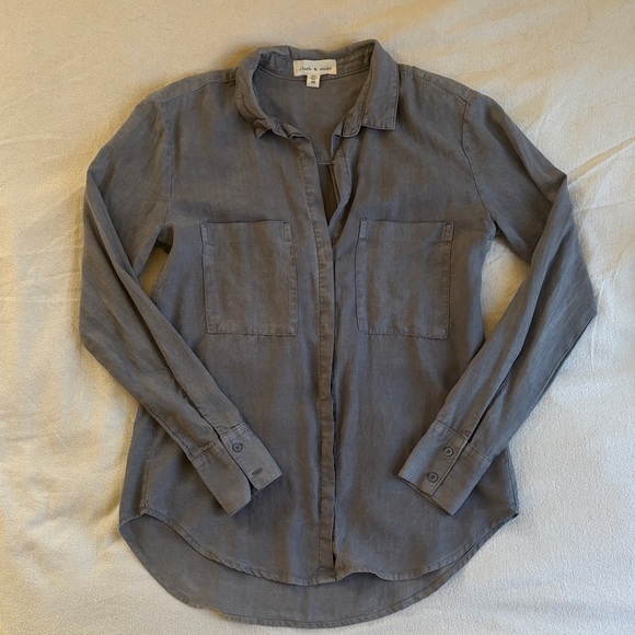 Cloth & Stone Gray Button Down Shirt with Pockets - XS by anthropologie - Picture 3 of 8